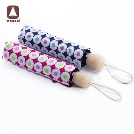 Three fold automatic umbrella crystal handle